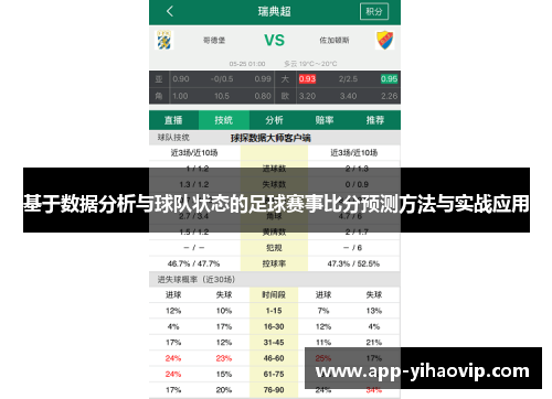 基于数据分析与球队状态的足球赛事比分预测方法与实战应用