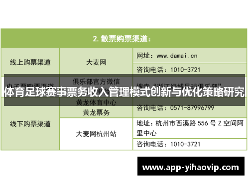 体育足球赛事票务收入管理模式创新与优化策略研究