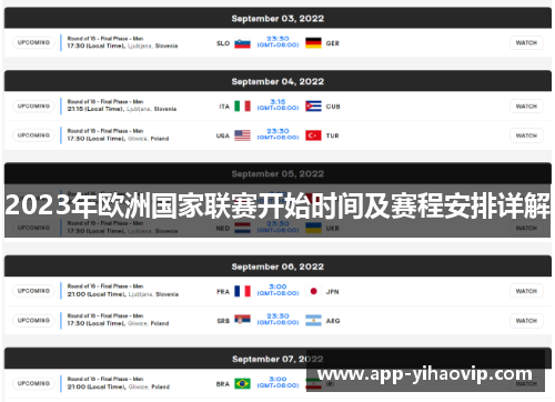 2023年欧洲国家联赛开始时间及赛程安排详解
